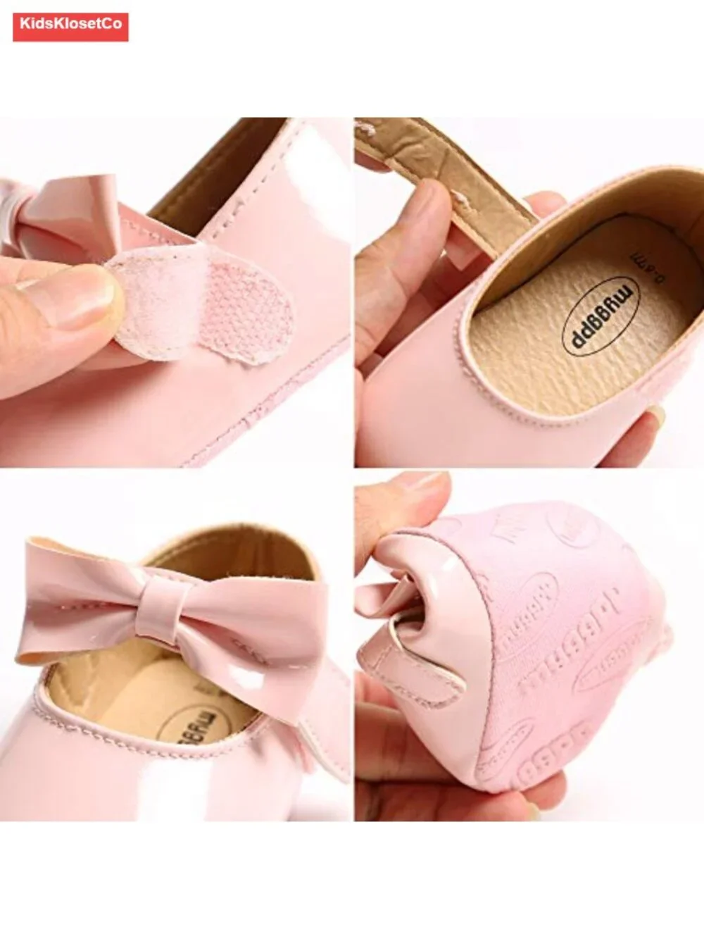 Sparkly Bowknot Mary Jane Flats for Toddler Girls Non-Slip PU Leather Crib Shoes
